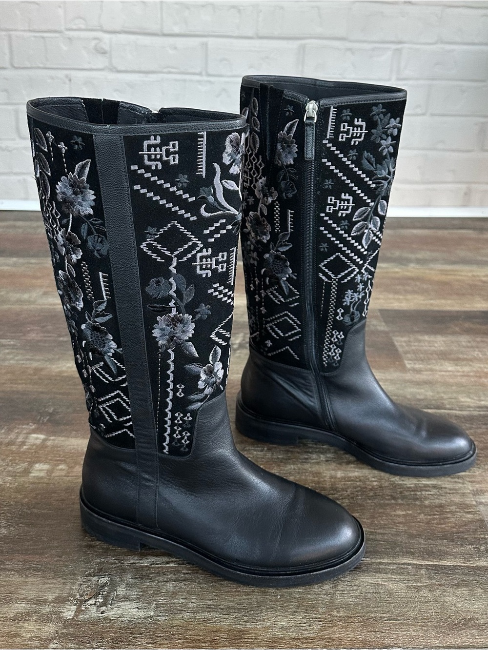Johnny Was Olivia Floral Embroidered Tall Boots Size 9